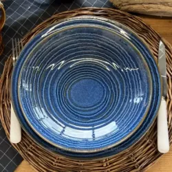 ASSIETTE PLATE MALO DIAMETRE 27CM DE COULEUR BLEUE EN GRES/