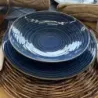 ASSIETTE CALOTTE MALO 22CM DE COULEUR BLEUE EN GRES/