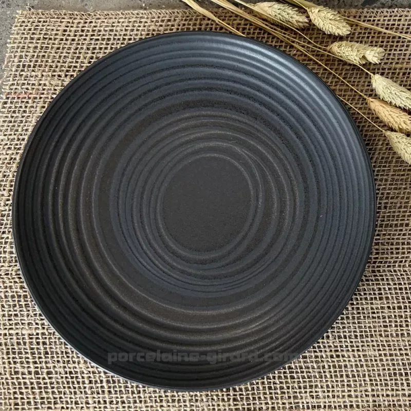 ASSIETTE PLATE ALEXA 27CM DE COULEUR NOIR EN GRES/