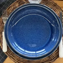 ASSIETTE PLATE AZUR 26CM DE COULEUR COBALT EN GRES/